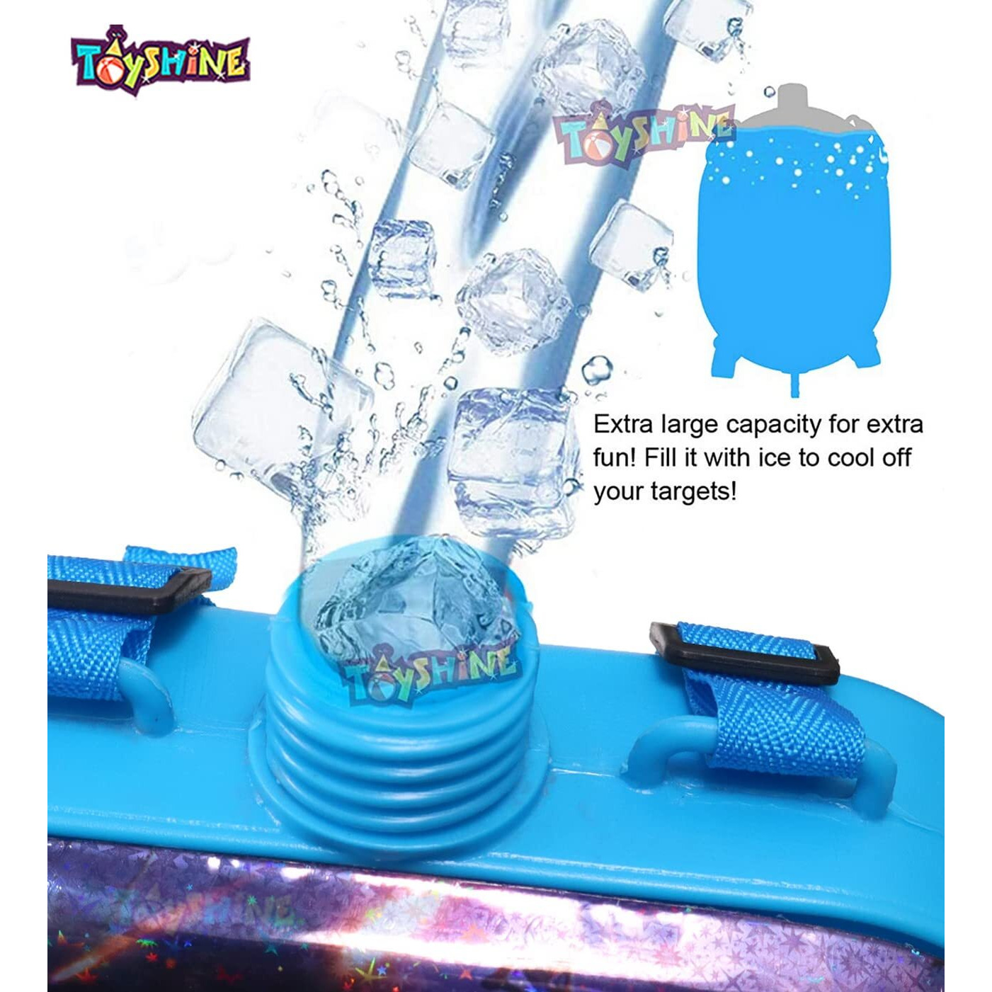 Toyshine Holi Water Toy Gun with Pressure Mechanism for Long Throw, Back Holding Tank, Back Holding Tank, 3.5 L, Blue