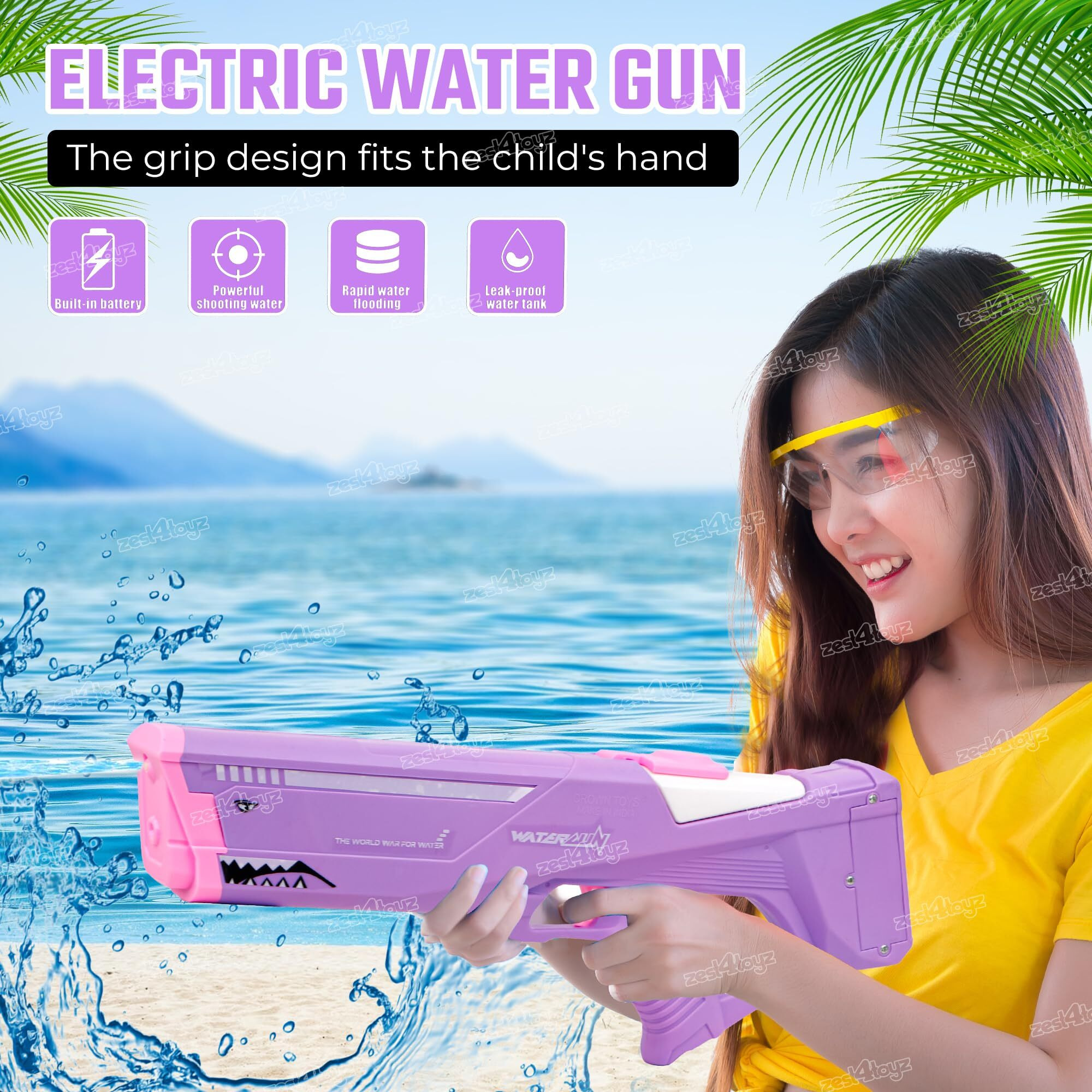 Zest 4 Toyz Holi Pichkari Water Gun for Kids Automtic Squirt Water Gun with 1 Pkt Herbal Gulal and 100 Water Balloons for Holi Celebration
