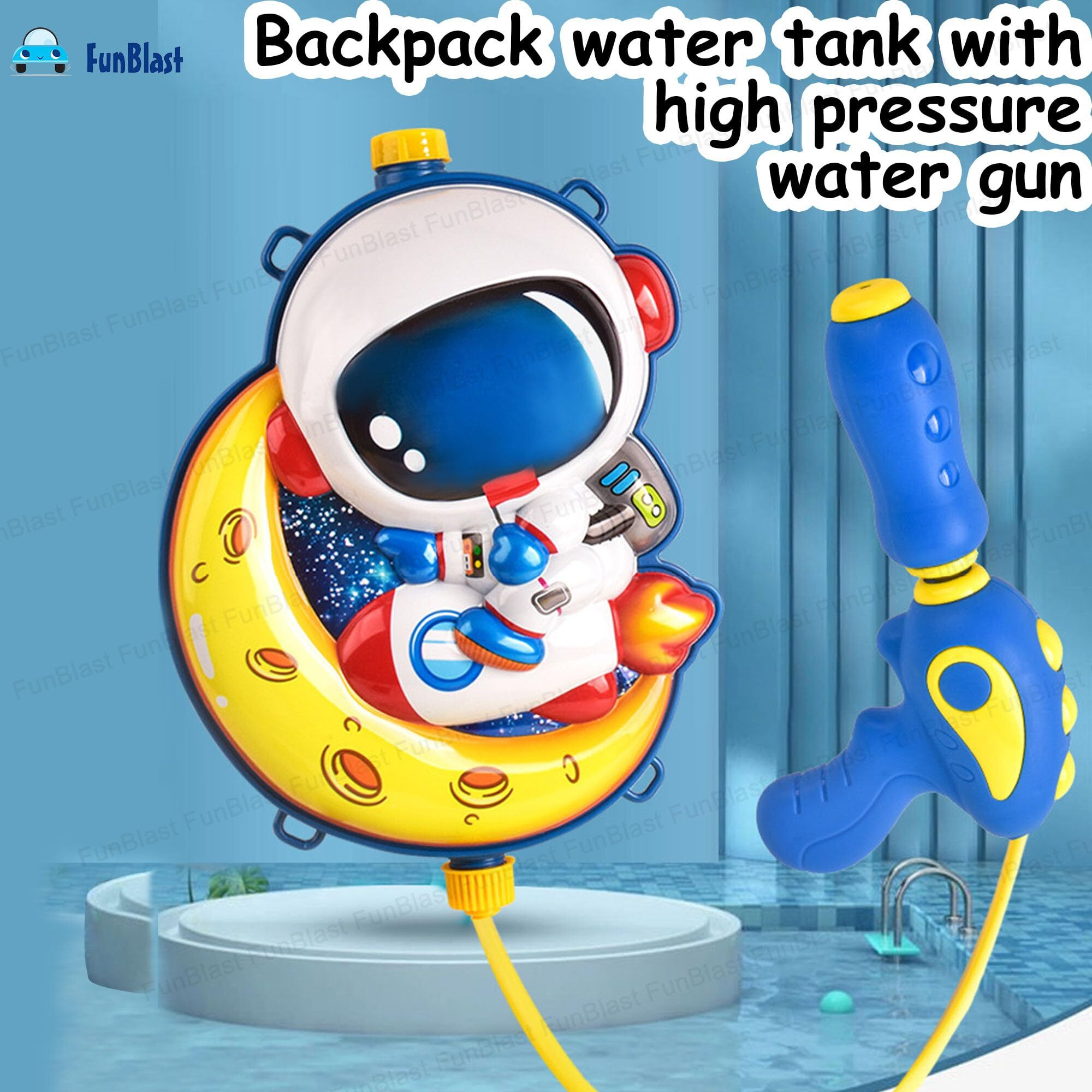 FunBlast Holi Pichkari Water Gun for Kids Boy Girl  Space Theme Water Gun, Powerful High Pressure Tank Spray, Pichkari for Holi Back Holding Tank and Water Gun Kids (2 Liter)