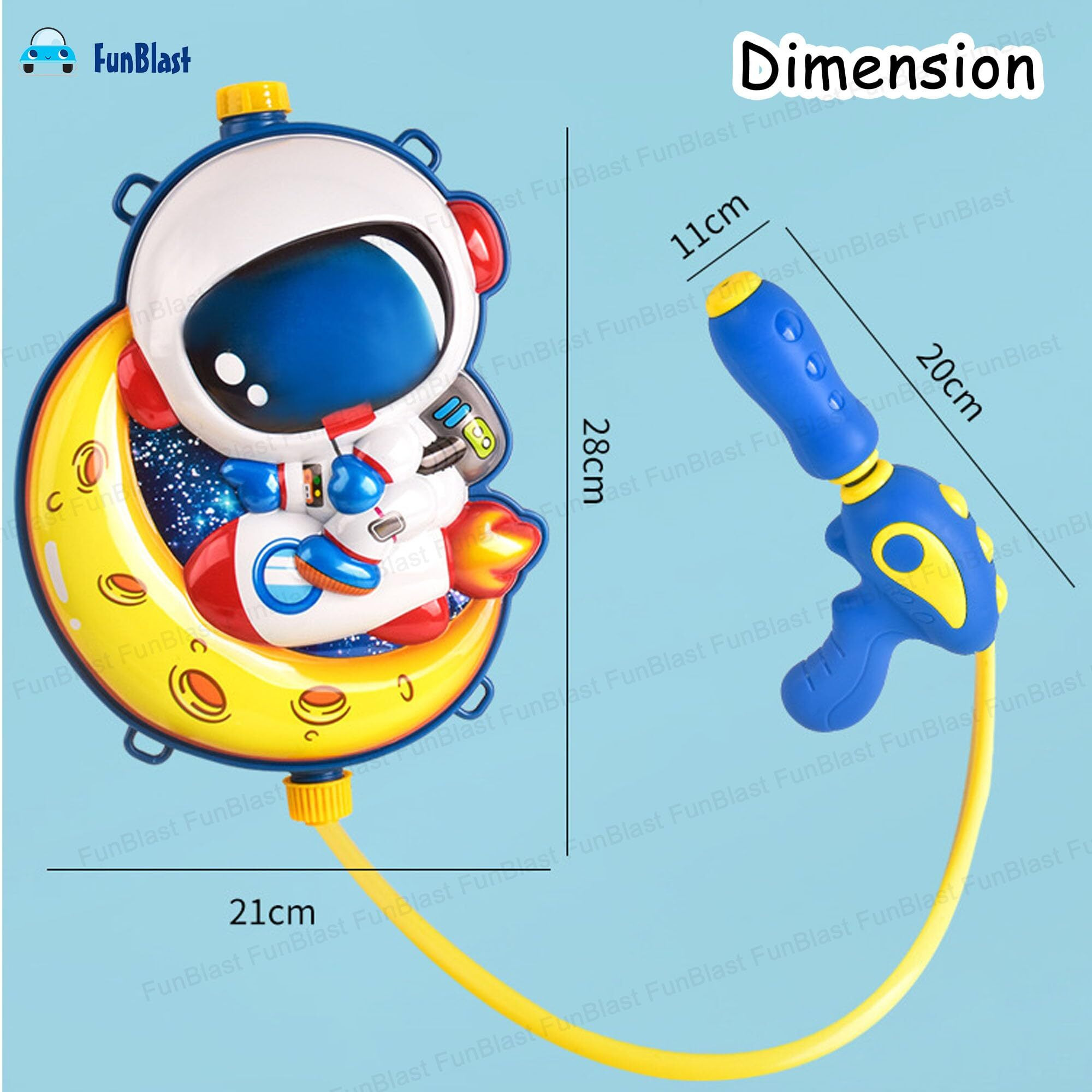 FunBlast Holi Pichkari Water Gun for Kids Boy Girl  Space Theme Water Gun, Powerful High Pressure Tank Spray, Pichkari for Holi Back Holding Tank and Water Gun Kids (2 Liter)