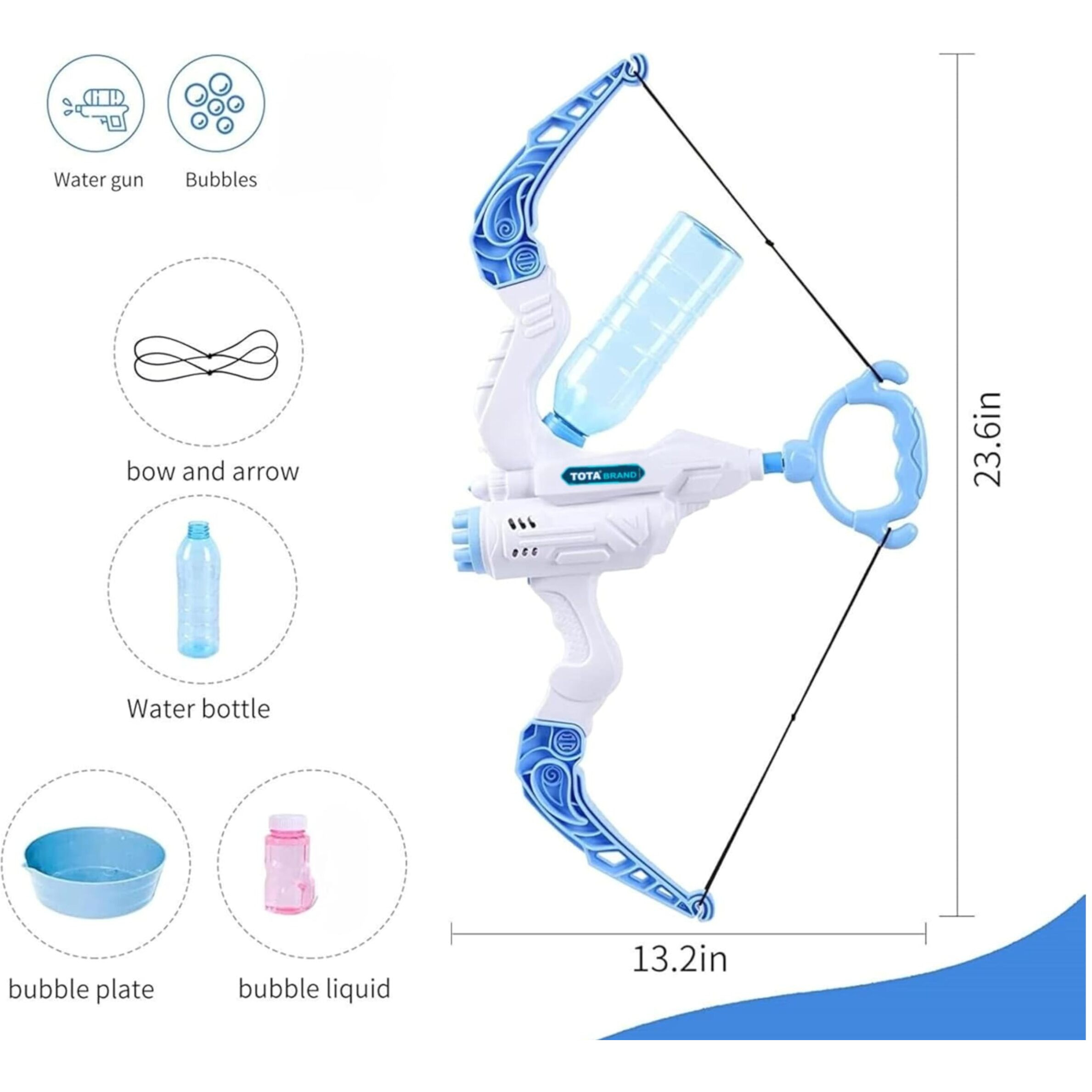 TOTA 2-in-1 Xbow Water Pichkari and Bubble Gun | Big Holi Pichkari with High Pressure Mechanism for Long Throw | Includes 4 Vibrant Holi Colours + Bubble Solution (Random Colour)