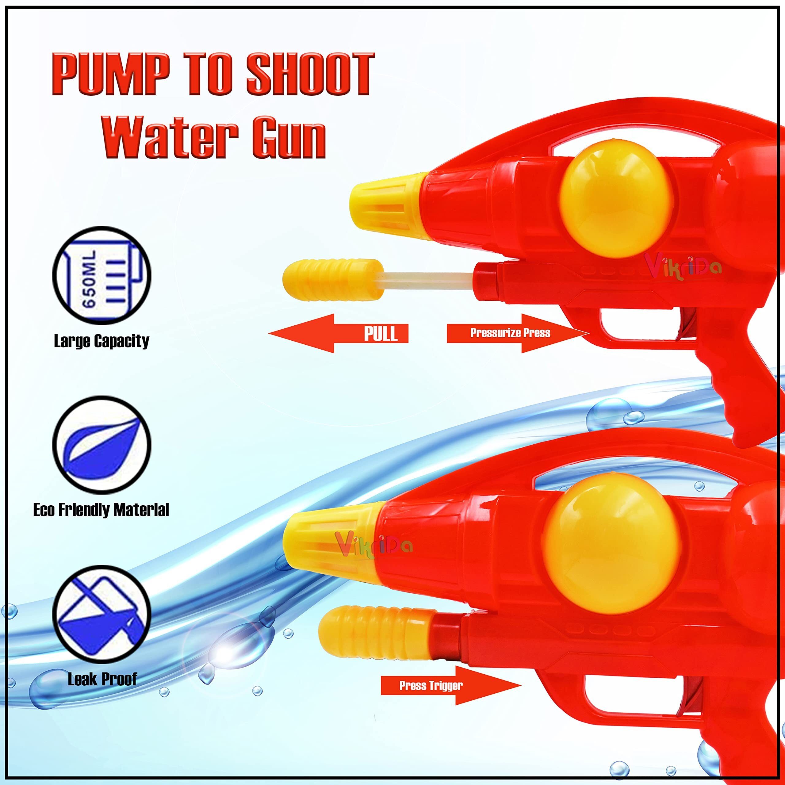 VikriDA Plastic Cartoon Printed High Pressure Pichkari Water Gun, Holi Water Gun Pichkari for Children, Color AS PER Availability