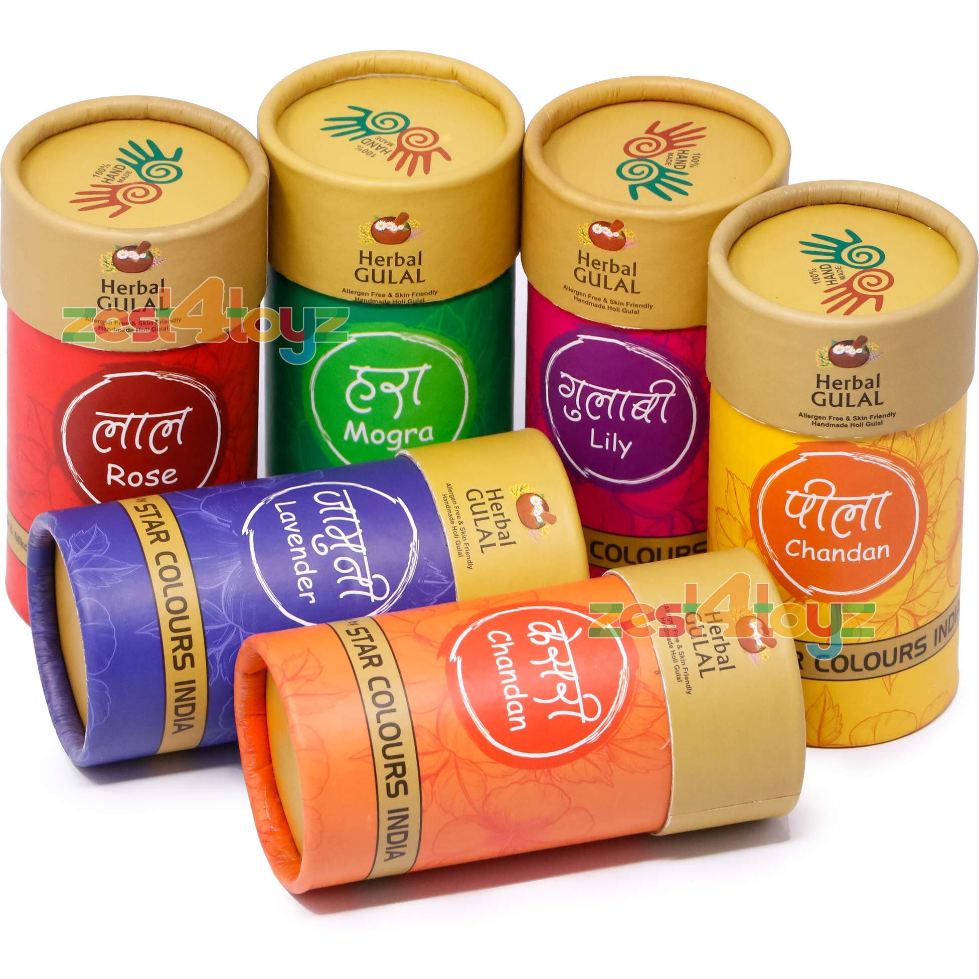 Zest 4 Toyz Non-Toxic Perfumed Herbal Gulal for Holi Celebration, Skin Friendly, Natural Fragrance Handmade Holi Gulal (80 Grm, Assorted Colour) - Pack of 3