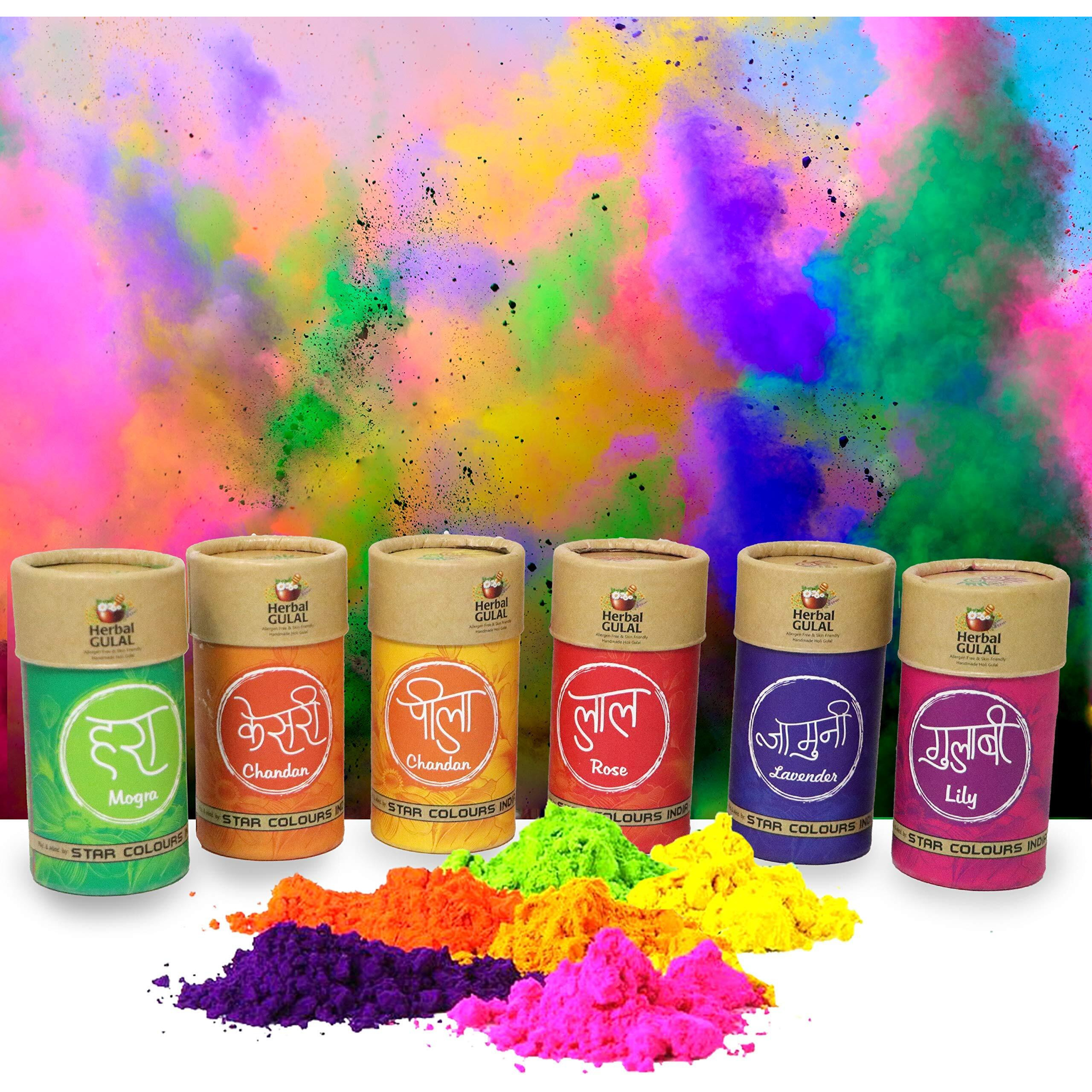 Zest 4 Toyz Non-Toxic Perfumed Herbal Gulal for Holi Celebration, Skin Friendly, Natural Fragrance Handmade Holi Gulal (80 Grm, Assorted Colour) - Pack of 3