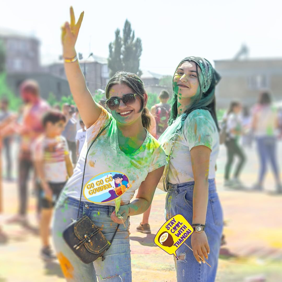 FestikoHoli Photo Booth Props Holi Decoration Items for Party [27pcs] Holi Decorations, Party Decoration/Holi Photo Booth/Happy Hoil Decoration, Holi Theme Prop/Holi Selfie/Holi Festive