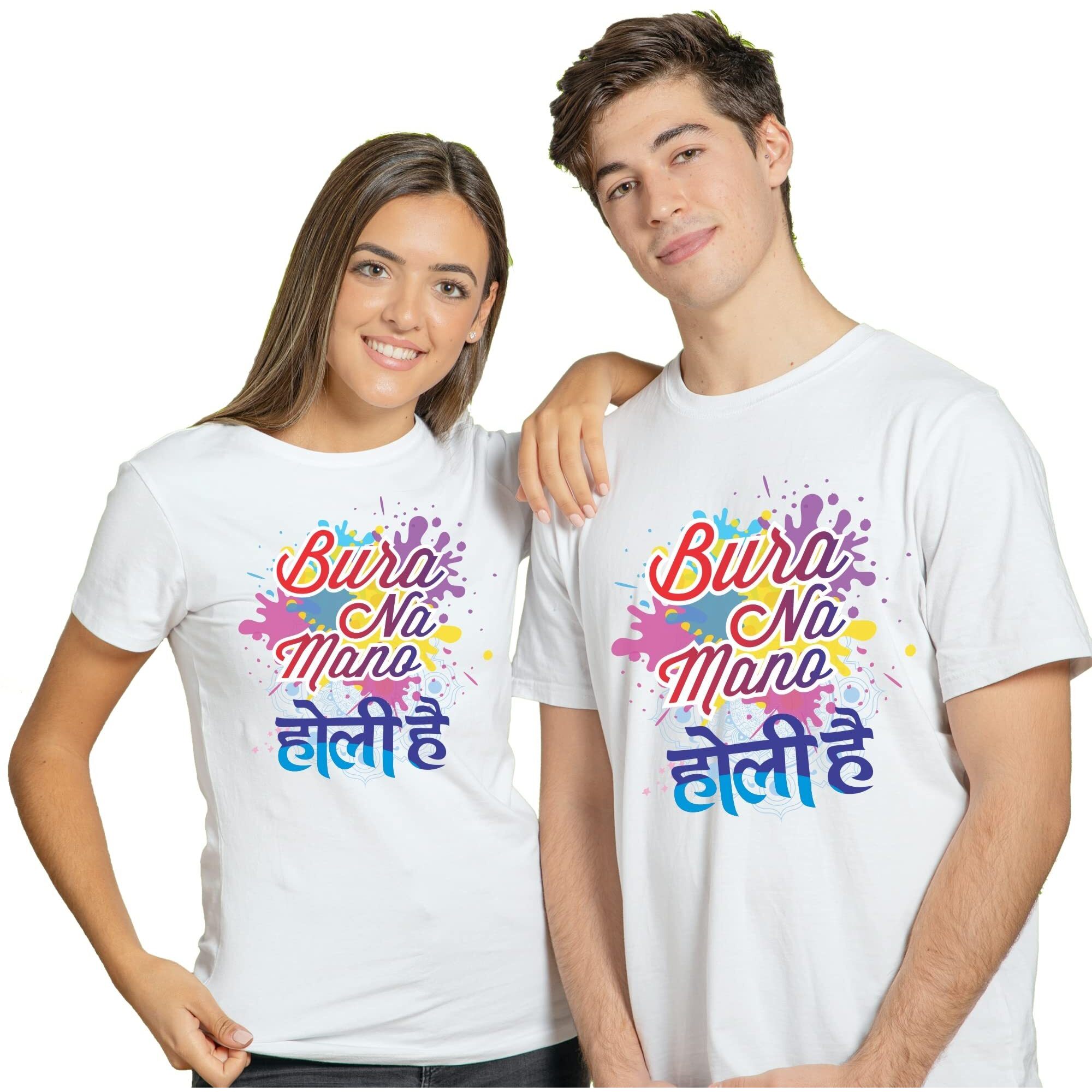 GIFTkarde Bura Na Mano Holi Hai Printed Tshirt || for Kids, Men/Women, Boys/Girls || Unisex, Chest 36, Size S