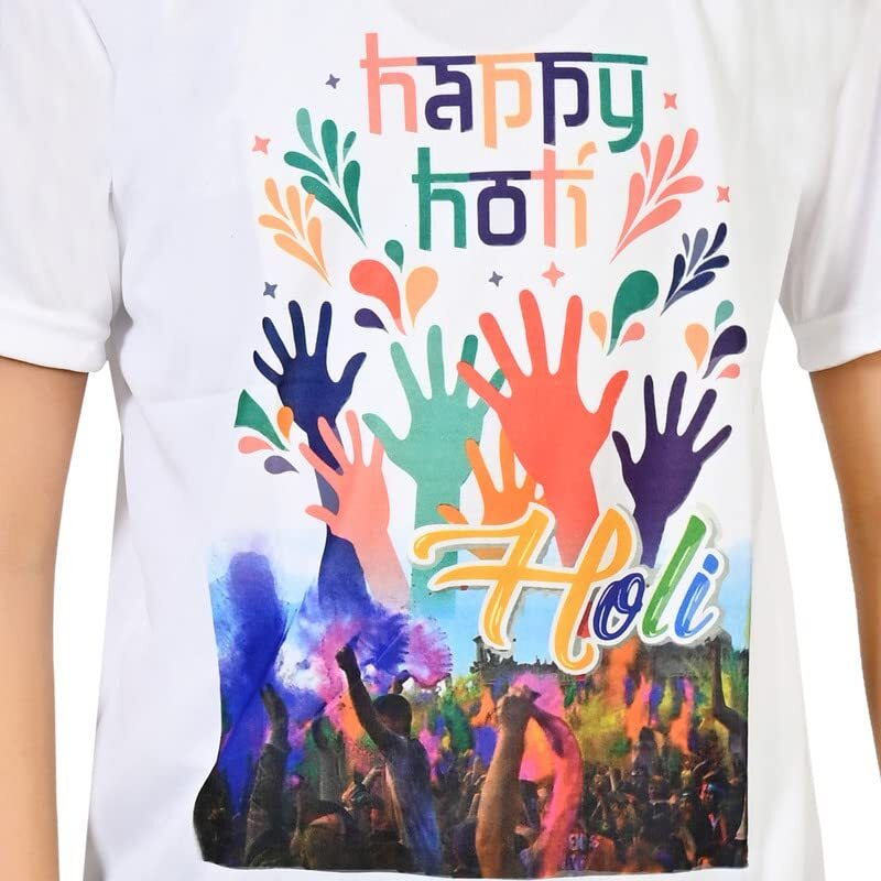 PARTISH Holi Tshirt for Kids, Boys,Girls, Men, Women & Family Happy Holi Tshirt Multicolour