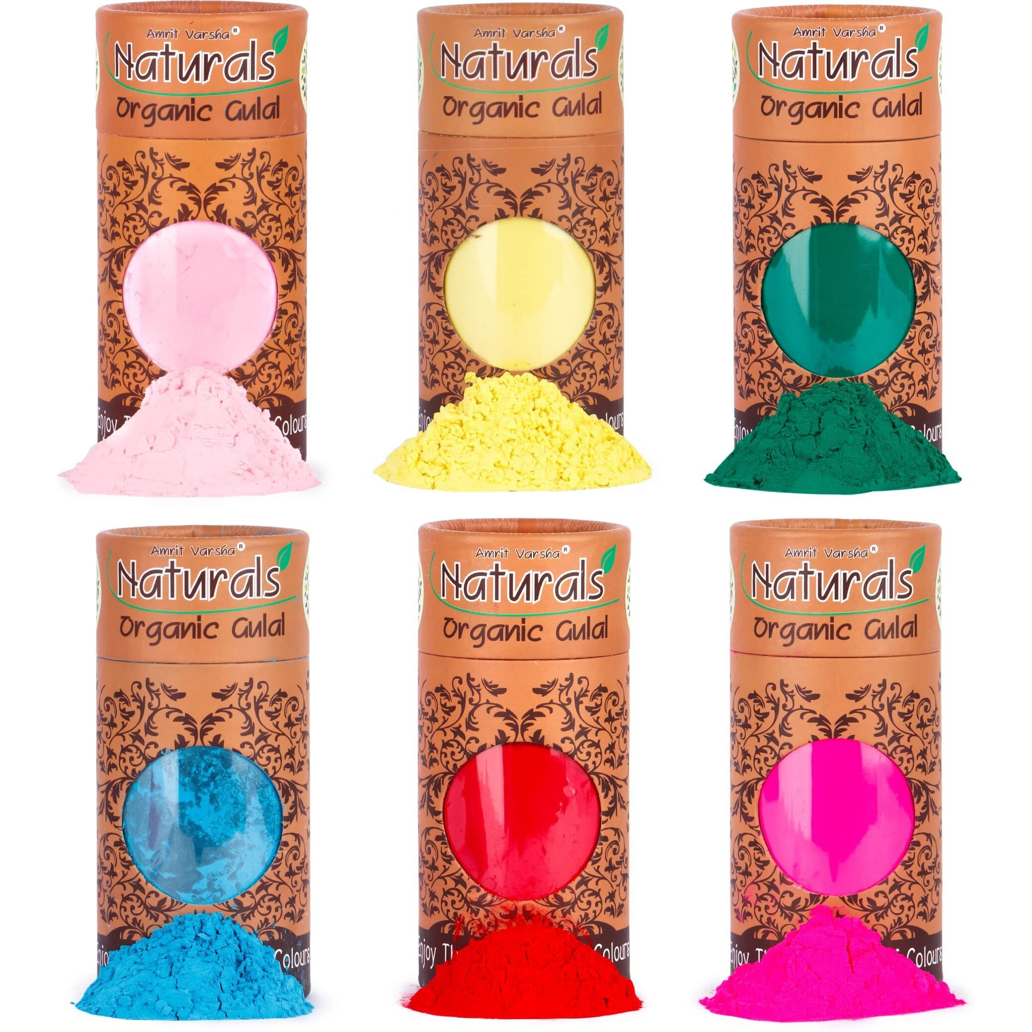 VR Creatives Organic Powdered Herbal Gulal Holi Color, Set of 3, 100 gram each box.