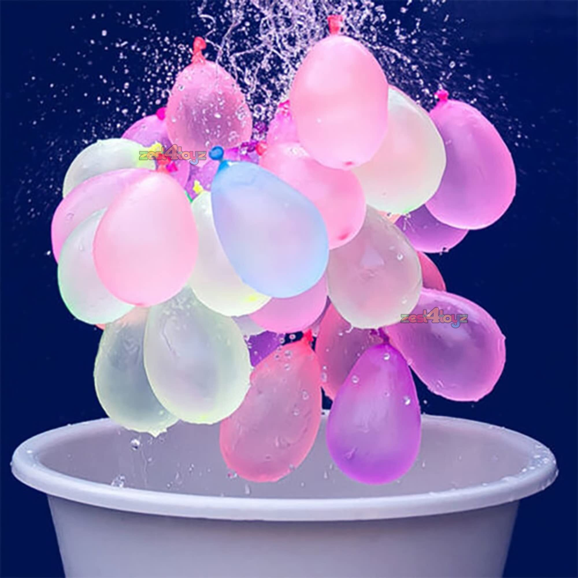 Zest 4 Toyz Holi Magic Water Balloons Pack for Kids (Pack of 111) Vibrant Colors Quick Fill Easy Tie with 1 Universal Tap Adapter Water Balloon Fight Holi Celebrations for Boys and Girls