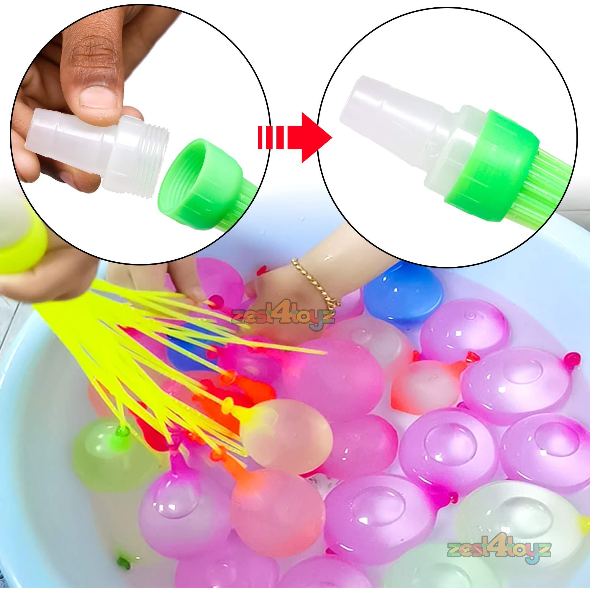 Zest 4 Toyz Holi Magic Water Balloons Pack for Kids Vibrant Colors Quick Fill Easy Tie with 2 Universal Tap Adapter Water Balloon Fight Holi Celebrations - Boys and Girls (Pack of 222)
