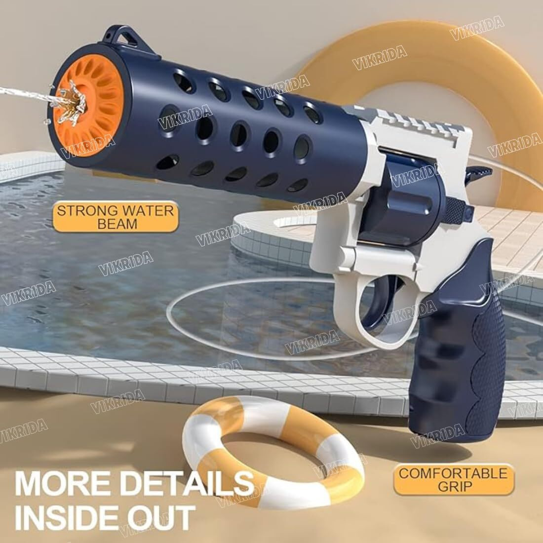 VikriDA Electric Water Gun, Powerful Water Guns Up to 20-30 FT Long Range, 1800CC Capacity Super Water Blaster Summer Toys for Pool - Blue