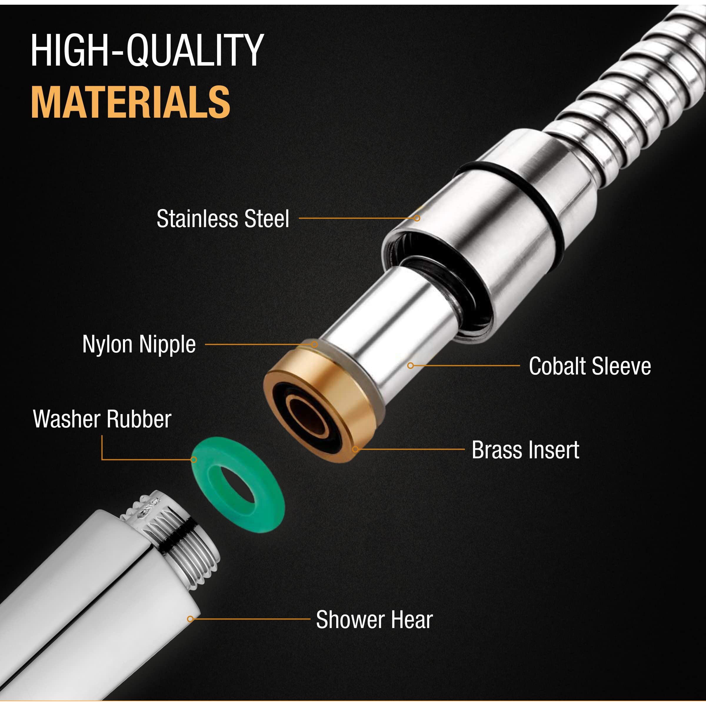 Ruhe Henry Health Faucet Set for Bathroom/Handheld Jet Spray for Toilet | Brass Water Spray Gun Easy Grip with 304-Grade Stainless Steel Flexible Shower Tube 1.5 Meter and Wall Hook/Holder