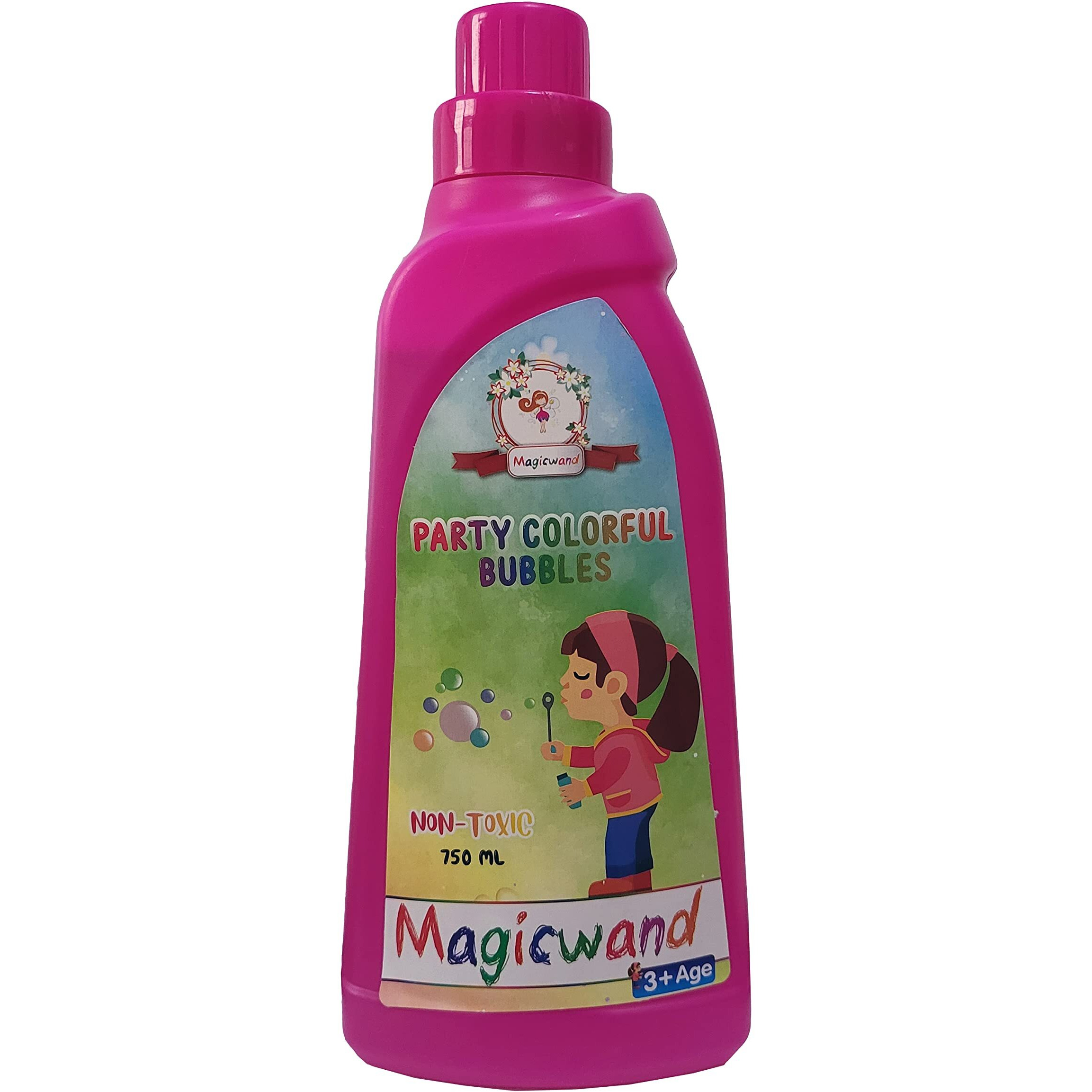 Magicwand Plastic Bubble Gun Refill Liquid(Made in India750 ml ContainerPlease Do Not Add Water,Use As Delivered3 Yrs & UpPack of 1