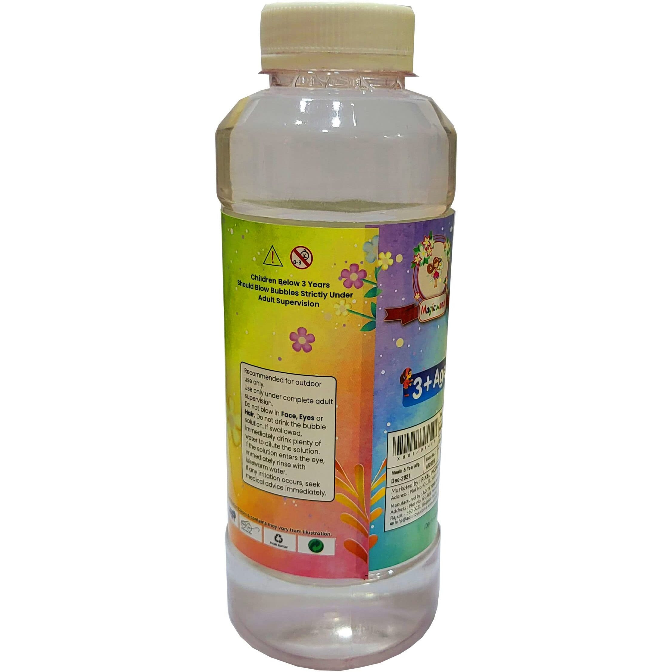 Magicwand Plastic Bubble Gun Refill Liquid500 mlPlease Do Not Add Water,Use As Delivered3 Yrs & UpPack of 1Multi-Colored
