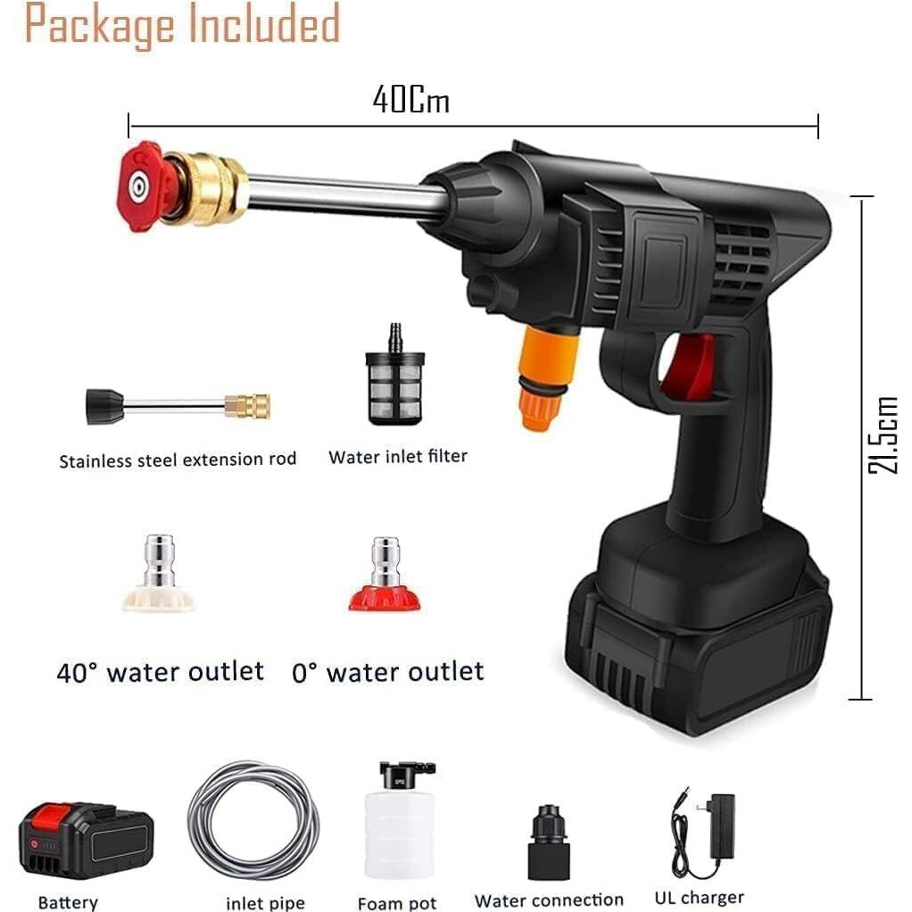 SEAHELTON Cordless Portable Wireless Pressure Washer Gun 48V 12000mah High Pressure Water Gun for Car Wash Bike Washing Cleaning| Adjustable Nozzle and 5M Hose Pipe