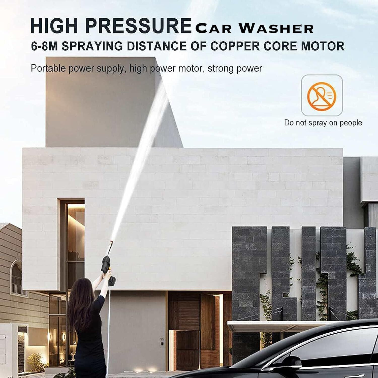 Dayanidhi 48V 12000mAh Cordless High Pressure Washer | Rechargeable Car Washing Machine with Foam Bottle | Powerful Multifunctional Water Gun for Bike & Car Cleaning (5M Pipe & Nozzles)