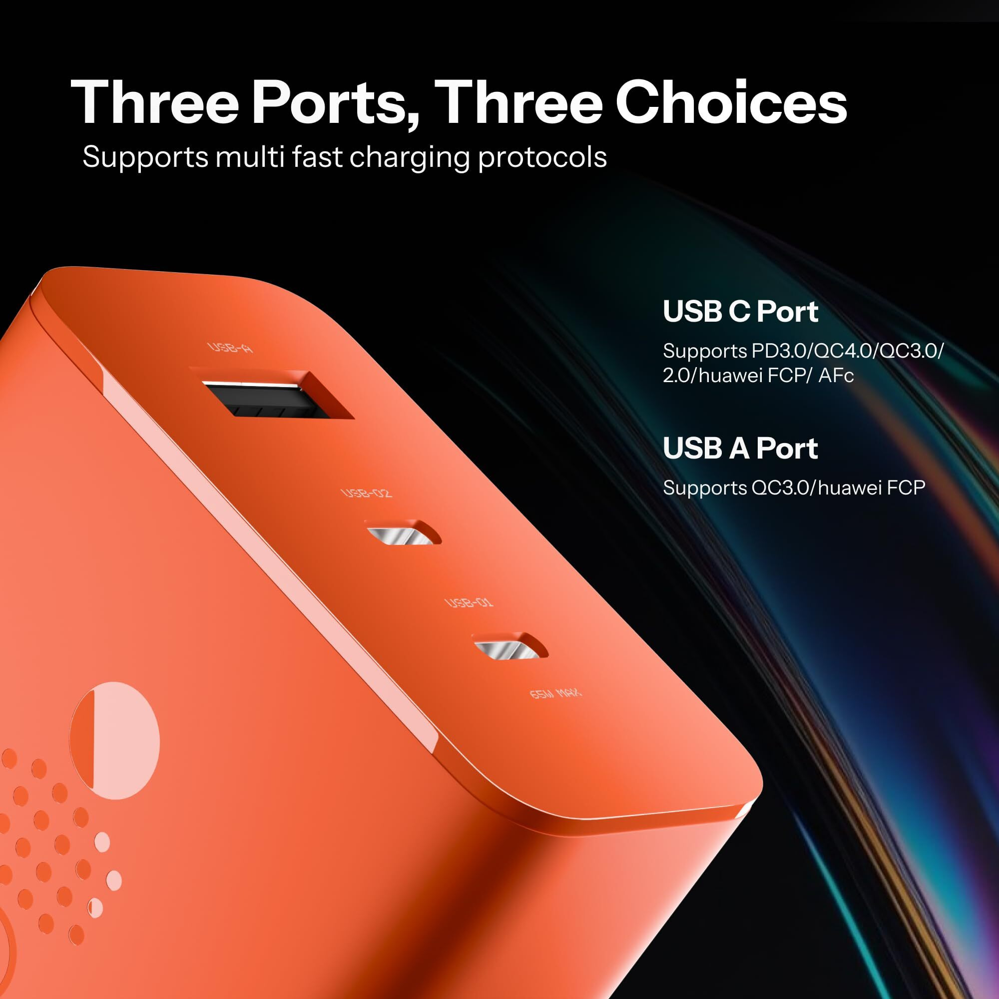 AILKIN 65W CMF by Nothing Gan Trio Charger Adapter | 3 Port USB Type C to A Fast Wall Charging Adaptor Compatible with CMF Phone 1/Nothing Phone 2a Plus/Phone 2A/Phone 2/Samsung Galaxy S24 Ultra