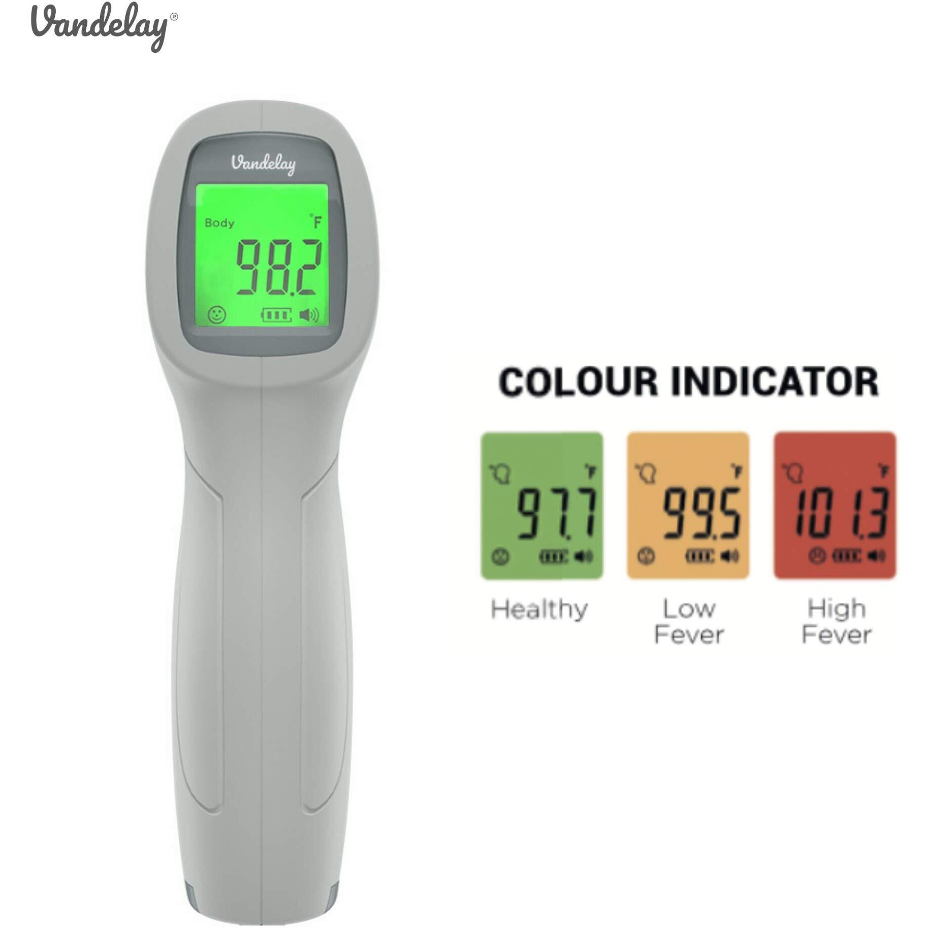 Vandelay Infrared Thermometer CQR-T800 - Made In India, Non Contact IR Thermometer, Forehead Temperature Gun