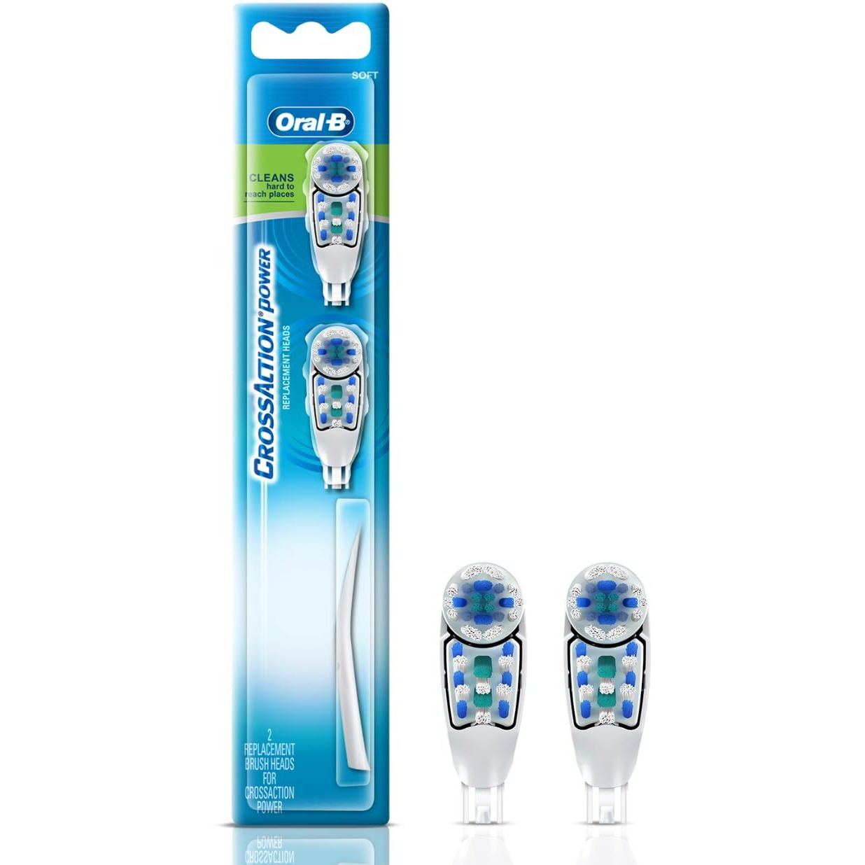 Oral B ORIGINAL Cross Action Battery Toothbrush Replacement Brush Heads [10X POWERFUL THAN COMPATIBLE PRODUCTS], Soft Bristles, 2 Refills