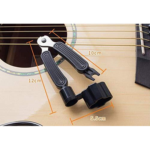 Inrali Guitar String Winder and Cutter,Guitar Bridge Pin Puller,Guitar String Winder Cutter Pin Puller - 3 In 1 Multifunctional Guitar Maintenance Tool/String Peg Winder + String Cutter (Black)
