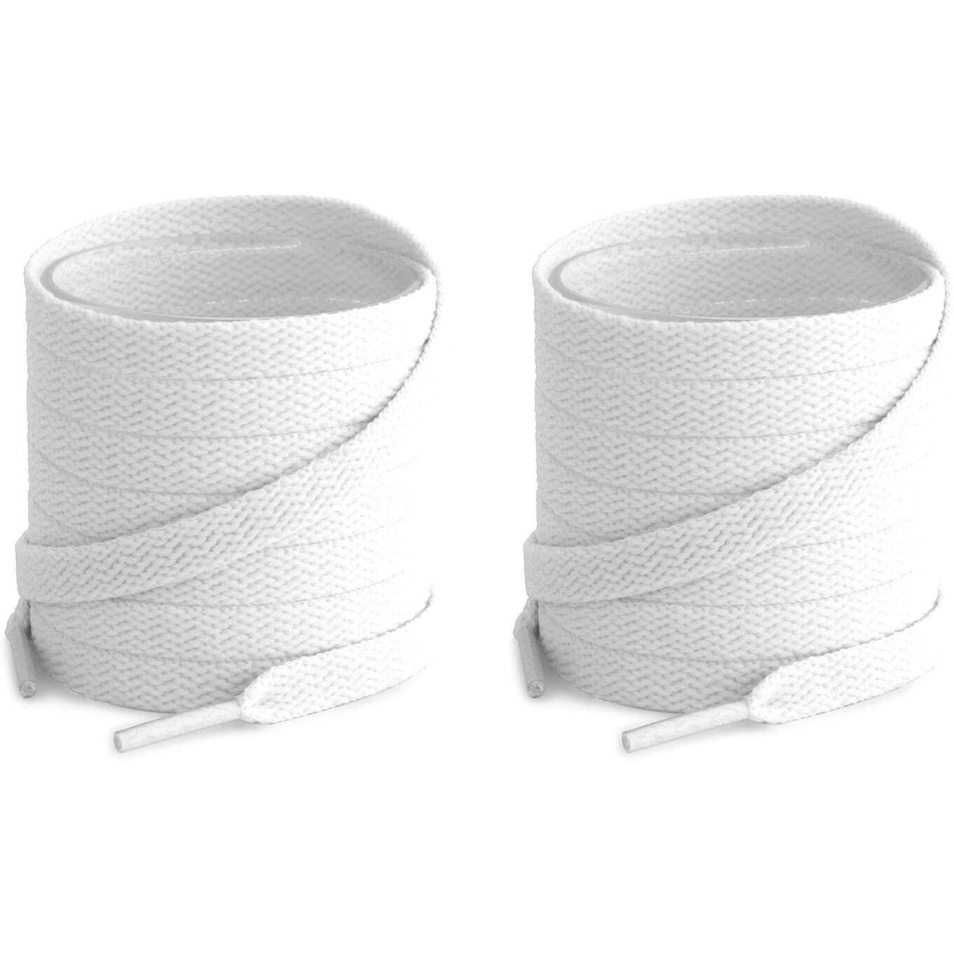 Lify 2 Pair Polyester Flat Shoe Laces for Athletic, Running - 5/16 Wide Shoelaces for Sneakers Shoes Boot Strings (180CM (70.86 Inch), White)
