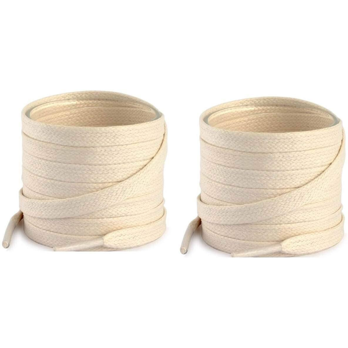 Lify 2 Pair Polyester Flat Shoe Laces for Athletic, Running - 5/16 Wide Shoelaces for Sneakers Shoes Boot Strings (180CM (70.86 Inch), Beige)