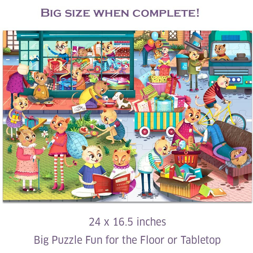 Chalk and Chuckles 100 Piece Jigsaw Puzzle for Kids Ages 5-9 Years, Gifts for Boys & Girls Age 6, 7, 8, 9 Years, Educational Toy, Social and Emotional Skills (Goodygum Cat)