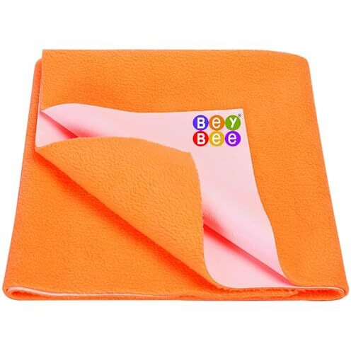 BeyBee Waterproof Quick Dry Sheet for Baby| Bed Pad Anti-Piling Fleece Extra Absorbent Washable Matress Protector| Baby Bed Protector Sheet for Toddler Children, Large Size, 140x100cm, Peach