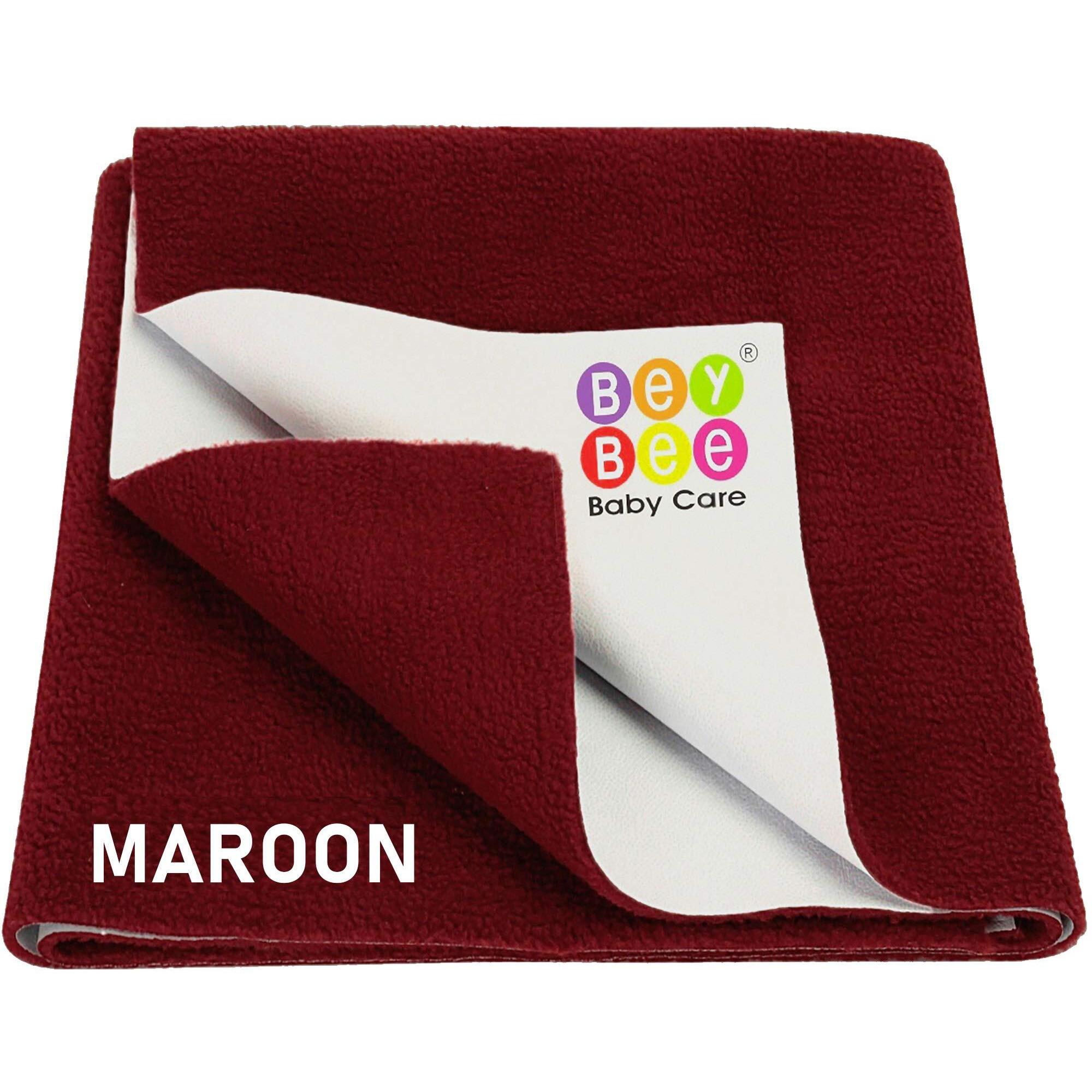 BeyBee waterproof Quick Dry Sheet for Baby| Bed Pad Anti-Piling Fleece Extra Absorbent washable Matress protector| Baby Bed Protector Sheet for Toddler Children, Medium Size, 100x70cm, Maroon