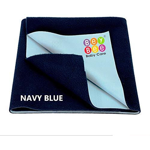 BeyBee Waterproof Quick Dry Sheet for Baby| Bed Pad Anti-Piling Fleece Extra Absorbent Washable Matress Protector| Baby Bed Protector Sheet for Toddler Children, Medium Size, 100x70cm, Dark Blue