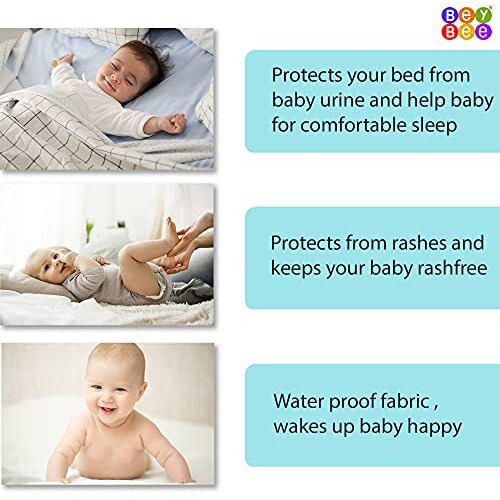 BeyBee Waterproof Quick Dry Sheet for Baby| Bed Pad Anti-Piling Fleece Extra Absorbent Washable Matress Protector| Baby Bed Protector Sheet for Toddler Children, Medium Size, 100x70cm, Dark Blue