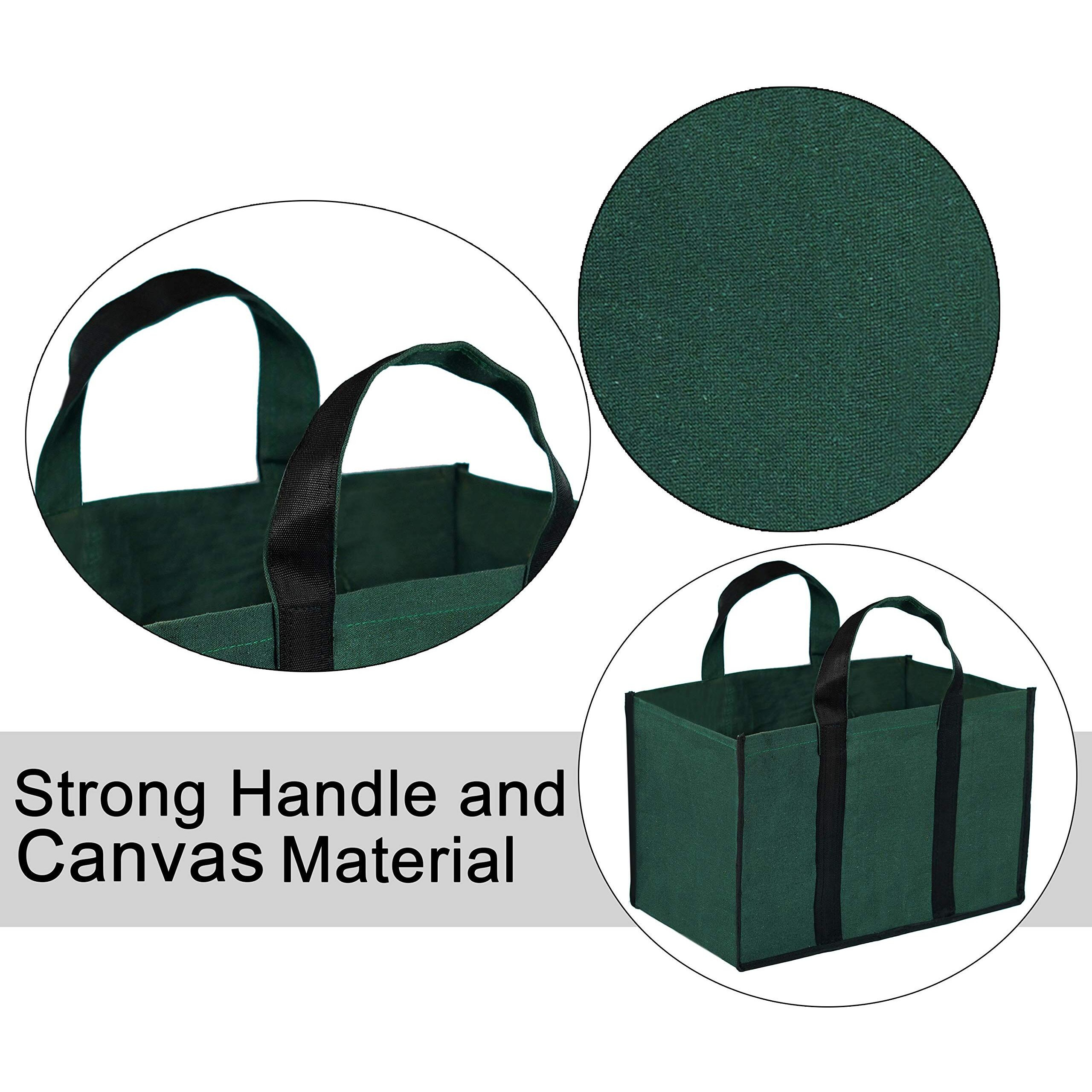 DAHSHA Grocery Canvas Bag Pack of 2 Super Strong Heavy Duty Milk Bag/Shopping Bags/Vegetable Bag/Grocery Bags with Reinforced Handles & Thick Bottom for Strength (Green,41x24x27cm)