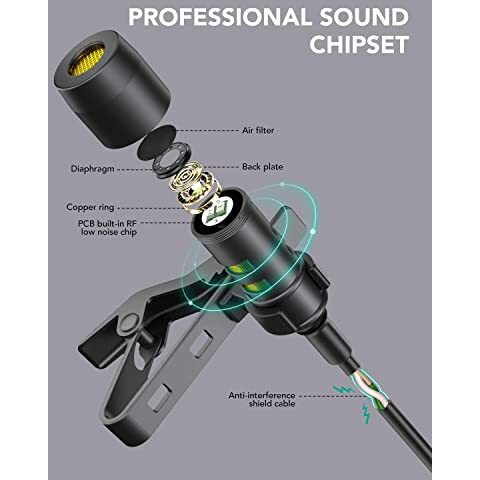 Kanget 3.5mm Clip Collar Mic for YouTube, Collar Mike for Voice Recording, Lapel Mic Mobile, Pc, Laptop, Android Smartphones, DSLR Camera, mic kit for Phone Jack Earphone Type Mike for YouTube