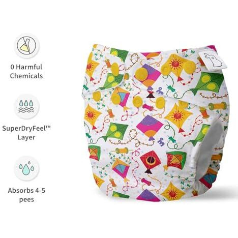 SuperBottoms NEW UNO Freesize Cloth Diaper | Cloth diaper for babies 3M to 3Y | Washable & Reusable cloth diaper | Comes with cloth diaper insert | 1 Diaper and 1 Organic cotton Soaker