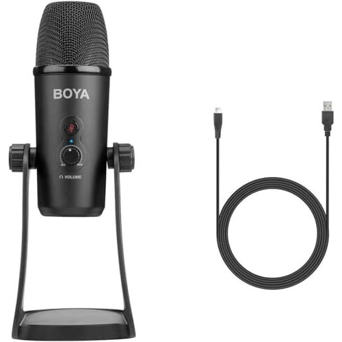 Boya BY-PM700 USB Computer Microphone for Vlog Conference Live, Condenser Microphone with Flexible Polar Pattern for Windows and Mac Tablet Recording Interview Vlog Game Podcast