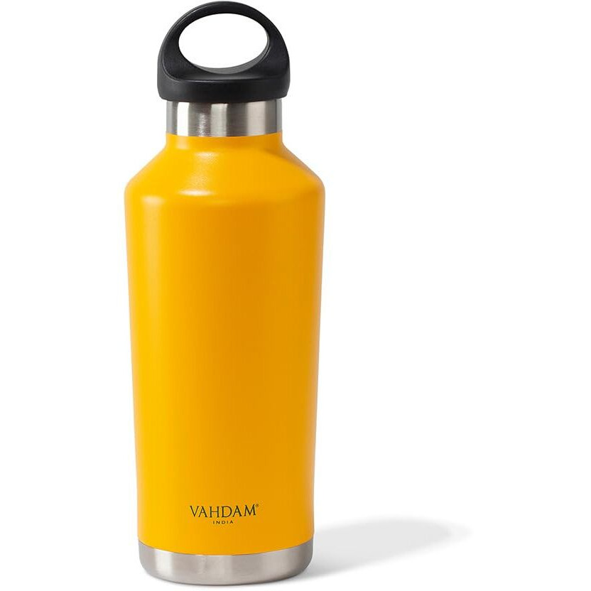 VAHDAM, Stainless Steel Travel Bottle 500ml - Yellow | Leak-Proof, Vacuum Insulated, Double Wall | Sweat-Proof Water Bottle for Hot and Cold Drinks