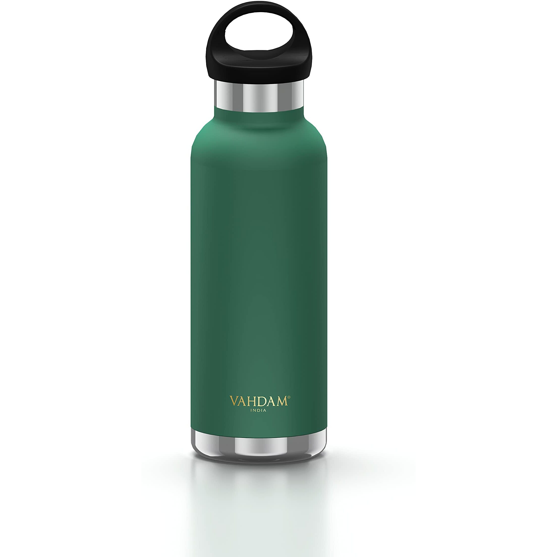 VAHDAM, Stainless Steel Travel Bottle 500ml - Green | Leak-Proof, Vacuum Insulated, Double Wall | Sweat-Proof Water Bottle for Hot and Cold Drinks