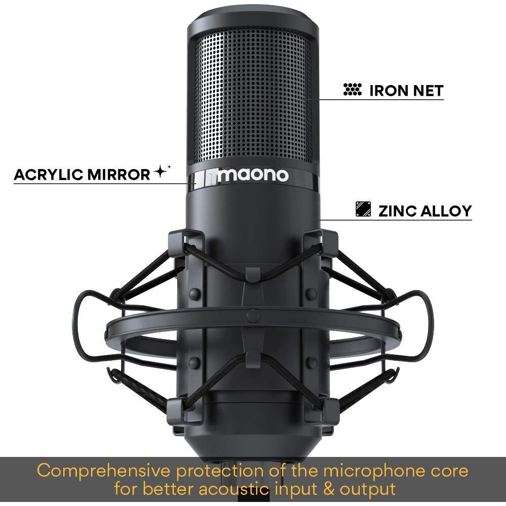 MAONO AU-PM420 USB Podcast Condenser Microphone, Computer Mic with Professional Sound Chipset for Gaming, Streaming, YouTube, Voice Over, Studio, Home Recording