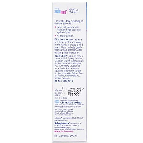 Sebamed Baby Gentle Wash 200 ml|pH 5.5| Body Wash|Soap Free|Tear Free|