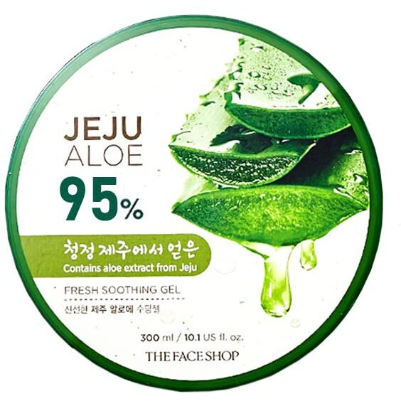 The Face Shop Non-Sticky Transparent 3 in 1 Aloe Fresh Soothing gel for Skin, Body and Hair | Pure Aloe Vera & Vitamin E for Skin and Hair | Korean Skin care products, 300ml