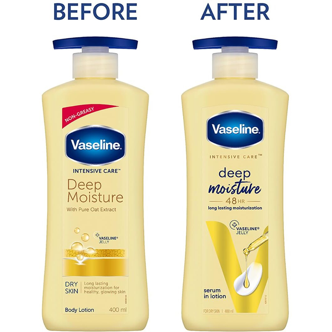 Vaseline Deep Moisture Serum In Lotion, 400 ml | Enriched with Glycerin for Nourished Soft Skin