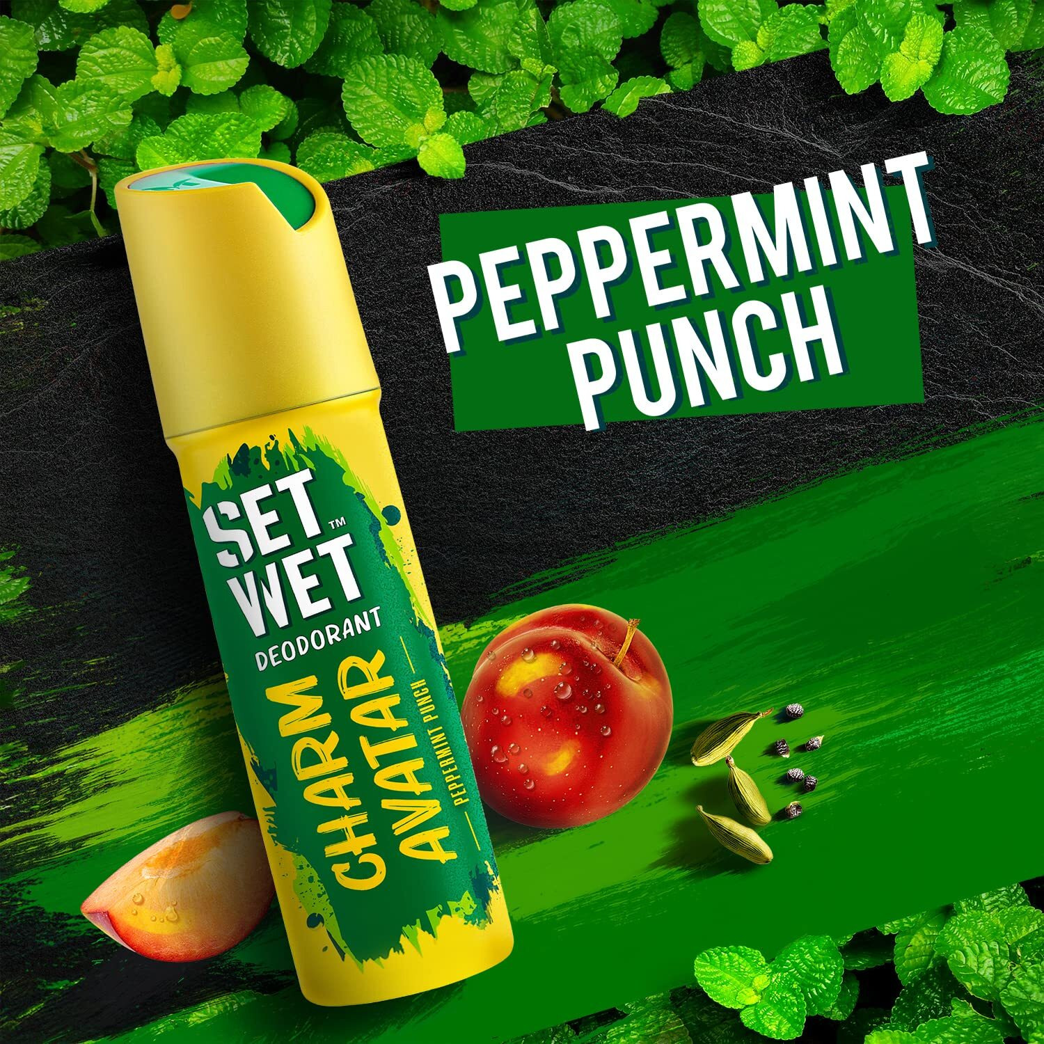 SET WET Deodorant For Men Charm Avatar Peppermint Punch, 150ml (Pack of 2)