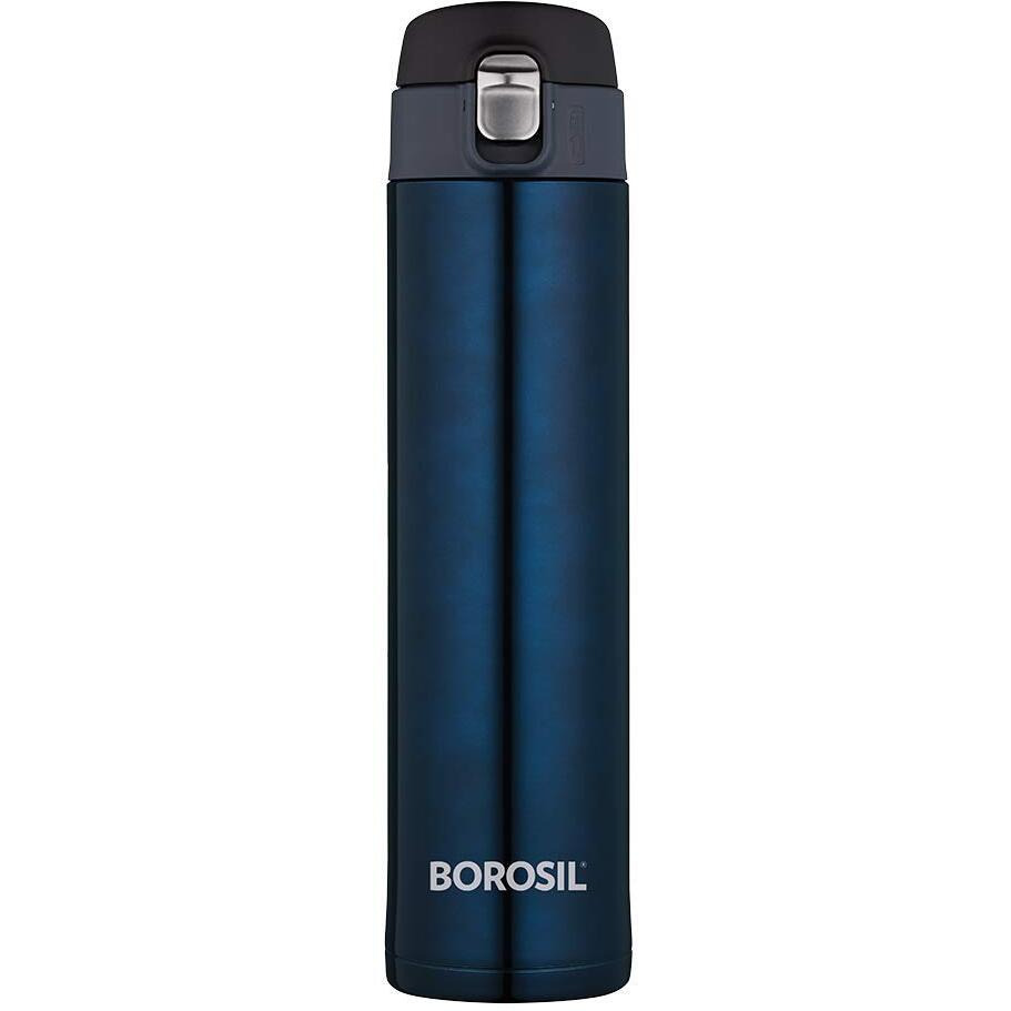 Borosil Hydra Nova 500 ml Stainless Steel Water Bottle | Double Wall Vacuum Insulated Flask | 16 Hours Hot and 18 Hours Cold | Bottle for Office, Gym, School, College | 1 Year Warranty, Blue