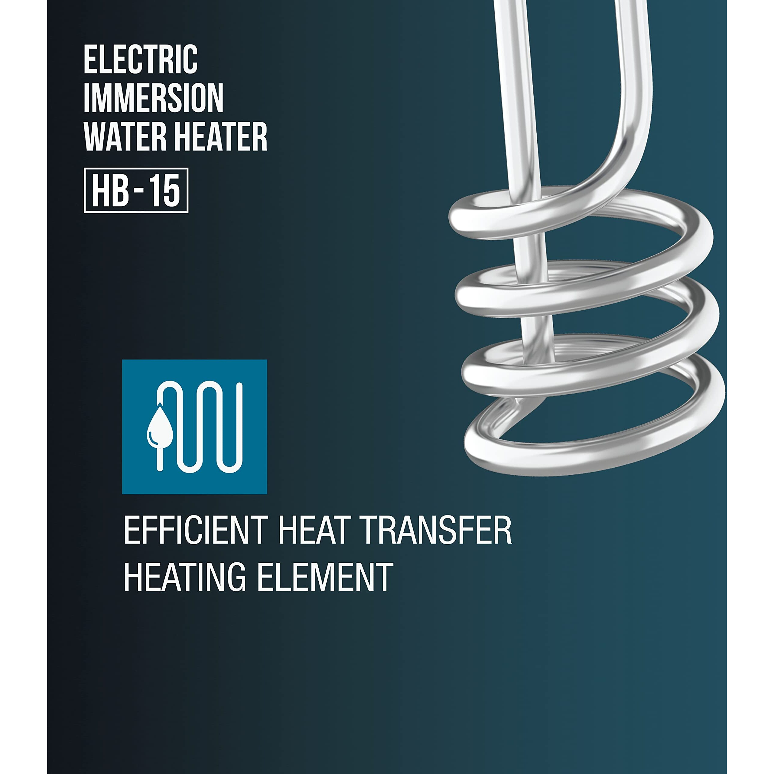 Havells Plastic Hb15 1500 watts Immersion Heater|Isi Mark Heavy Duty 3 Pin Moulded Plug,Touch Protection Cover|Waterproof,Heating Indicator,Nickel Plating,Warranty 2 Year Comprehensive|(White Blue)