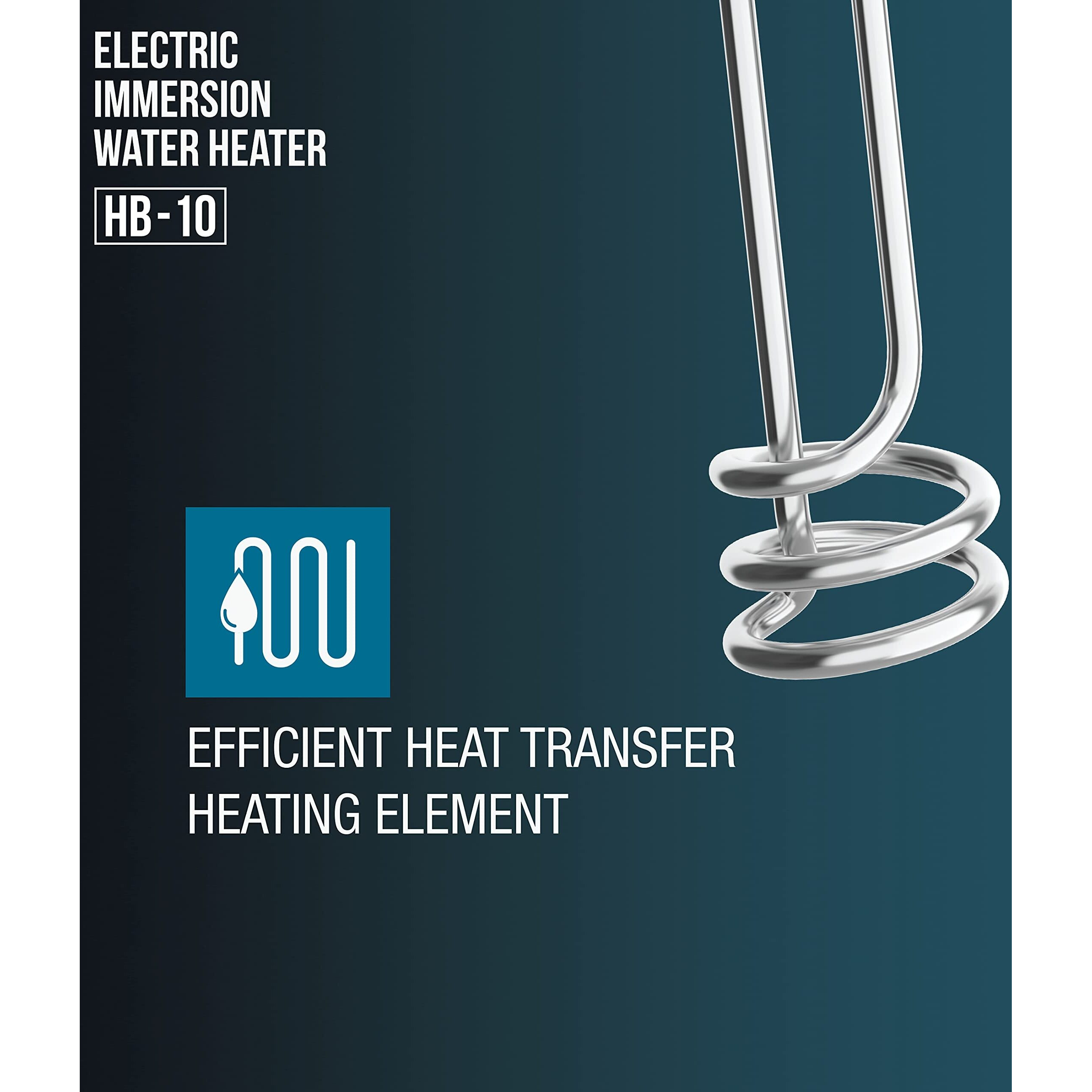 Havells Plastic Hb10 1000 watts Immersion Heater|Isi Mark Heavy Duty 3 Pin Moulded Plug,Touch Protection Cover|Waterproof,Heating Indicator,Nickel Plating,Warranty 2 Year Comprehensive|(White Blue)