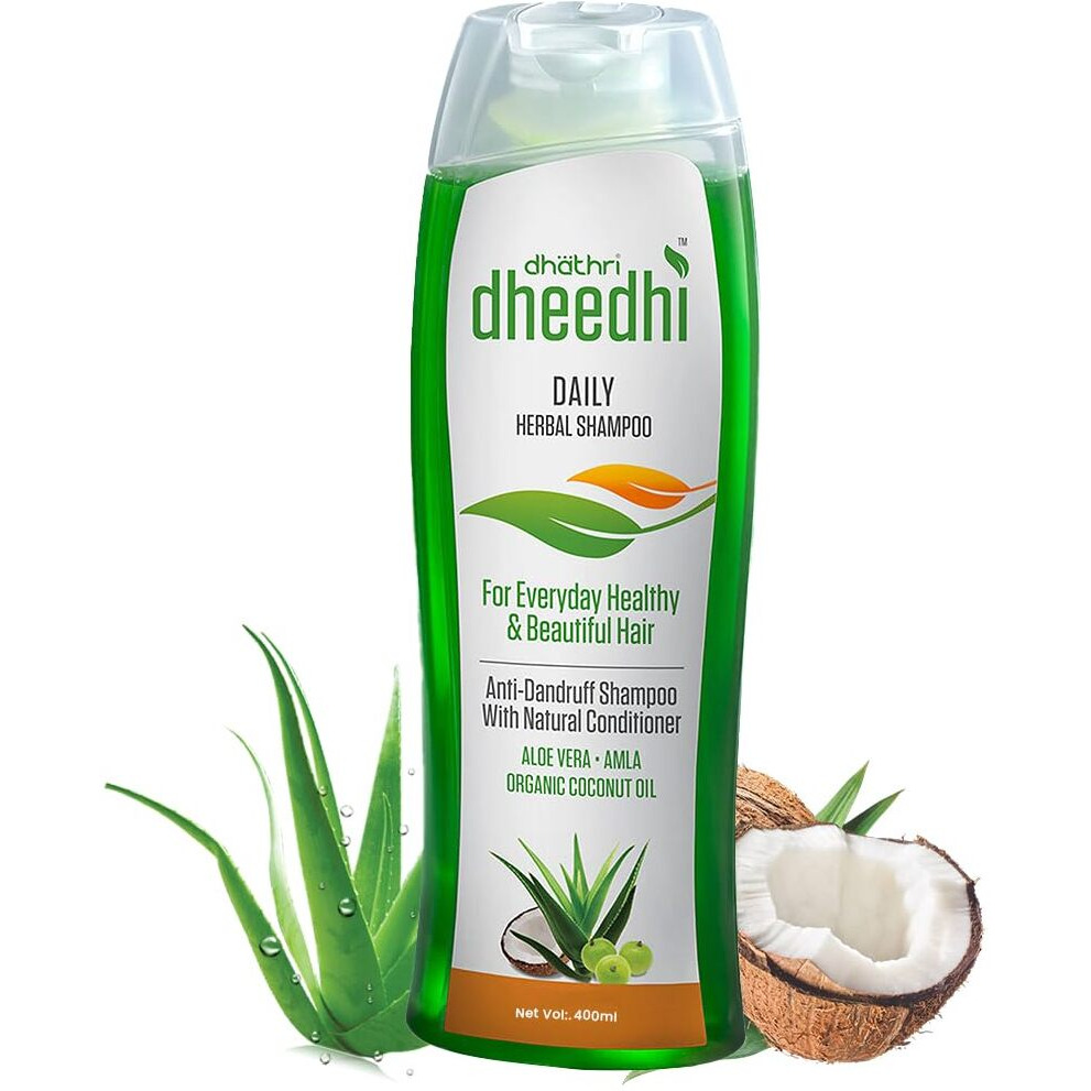 Dhathri Dheedhi Daily Herbal Shampoo to Reduce Dandruff & Promote Hair Growth, Ayurvedic Shampoo to Restore Hair Shine & Strength (400ml)