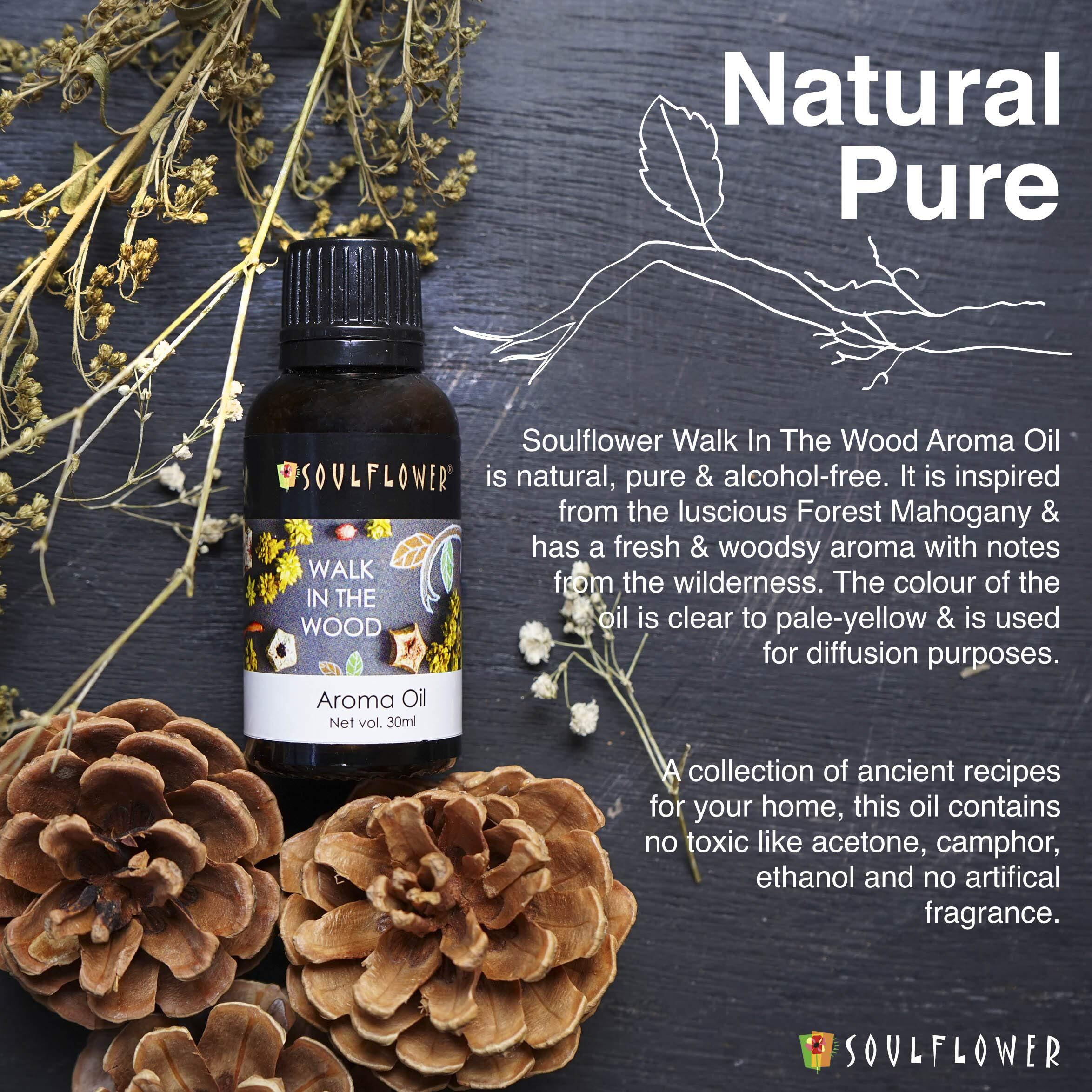 Soulflower Walk in the Woods Aroma Oil, 30ml | Woodsy & Mahogany Aroma | 100% Natural, Vegan & Alcohol-Free | Delicate & Luxurious Aroma | Free From Chemicals, Synthetic Color or Fragrance