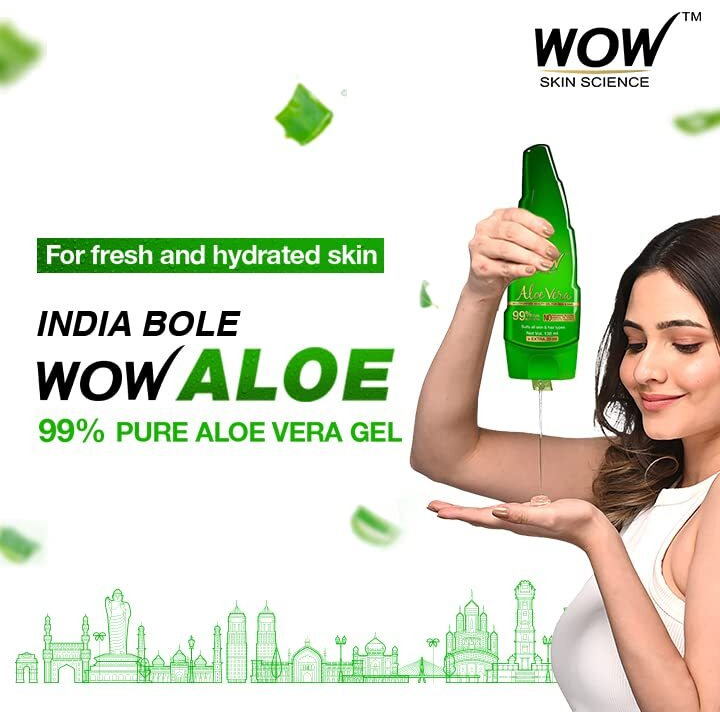 WOW Skin Science 99% Pure Aloe Vera Gel for Face, Skin & Hair - 150ml | Ultimate Gel For Glowing Skin | For Both Men and Women