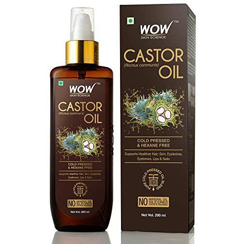 Wow Skin Science 100% Pure Castor Oil - Pure Cold Pressed Oil Blend and Hexane Free -Supports HealthierHair, Eyelashes, Skin & Nails | No Mineral Oil & Silicones - 200 ml