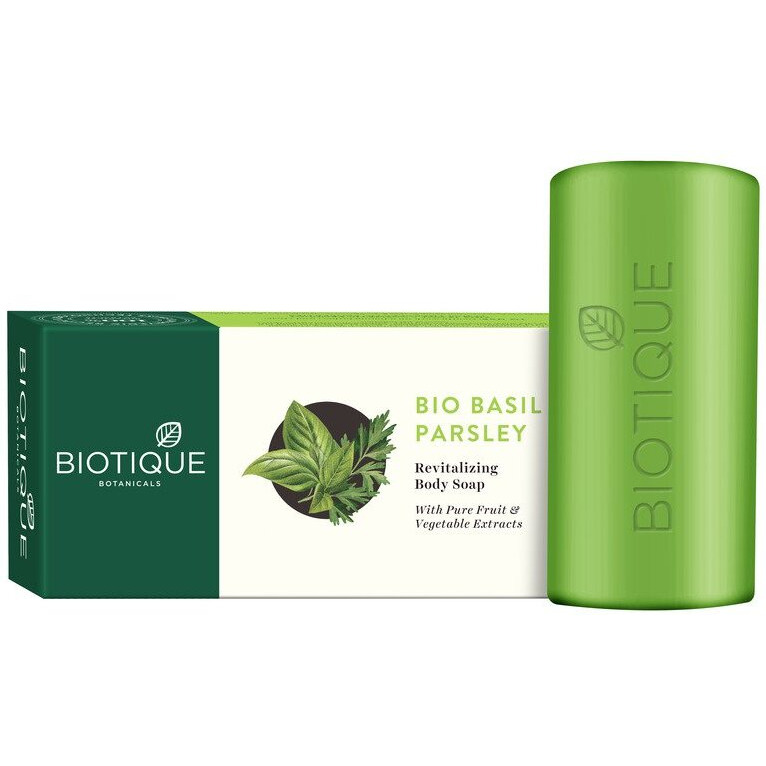 Biotique Basil & Parsley Revitalizing Bathing Bar| Ayurvedic and Organically Pure| Maintains Skins Natural pH |100% Botanical Extracts| Suitable for All Skin Types | 150gm